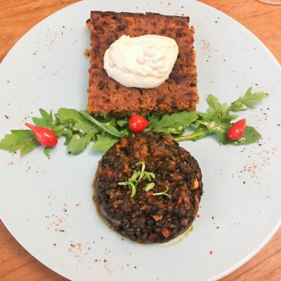 Tarte au boudin noir, marrons et oignons confits - Menu du jour Basilou Périgueux